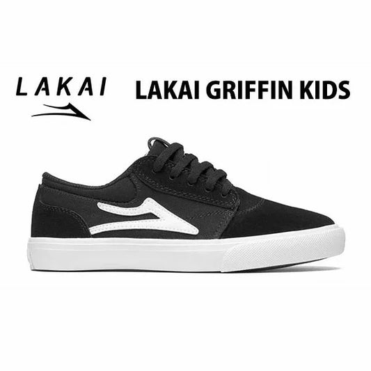 LAKAI GRIFFIN KIDS BLACK/WHITE SUEDE