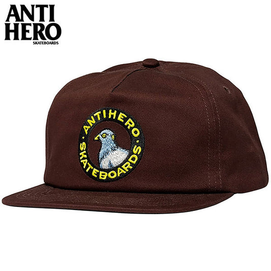 ANTIHERO SKATEBOARDS PIGEON ROUND Snapback Hat BROWN