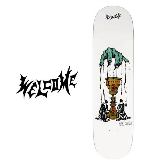 WELCOME SKATEBOARD Nick Garcia Chalice on Popsicle - 8.38" - White